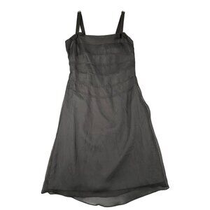 Vtg Tessuto Womens 6 Black Silk Sleeveless Dress Made in USA Side Zipper